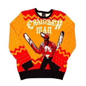 Box Lunch Chainsaw Man Pullover Sweater Small Red Orange Anime Holiday Denji Gra